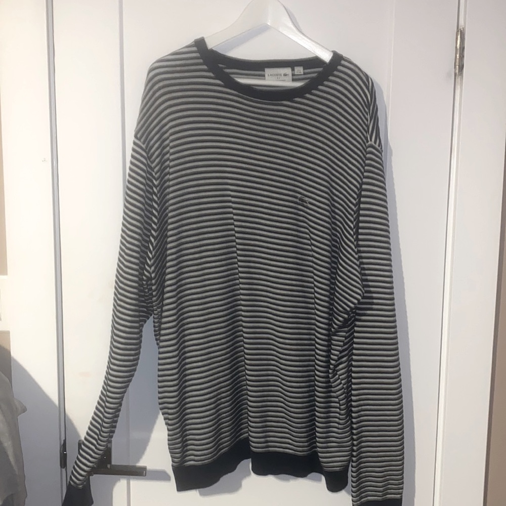 Lacoste navy and white sweater 100% cotton